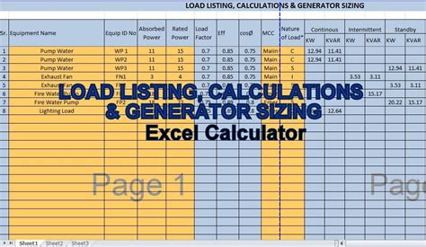 sheet metal load calculations|load calculation sheet for generator.